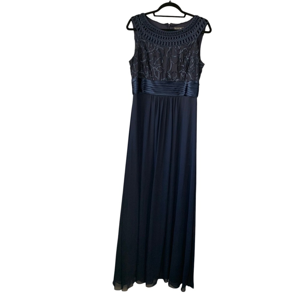 Jessica Howard Formal Gown Maxi Dress‎ Sleeveless Navy Blue Size 12